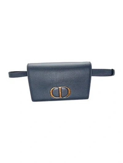 Pre-owned Dior Leather 30 Montaigne Micro In Blue