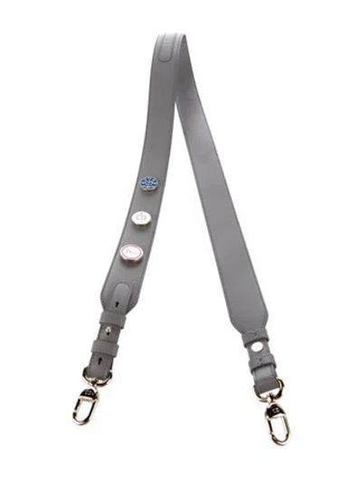 Pre-owned Dior Leather Adjustable Bag Strap In Gray