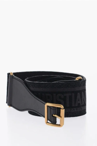 Dior Leather And Fabric Waist Belt 65mm In Black