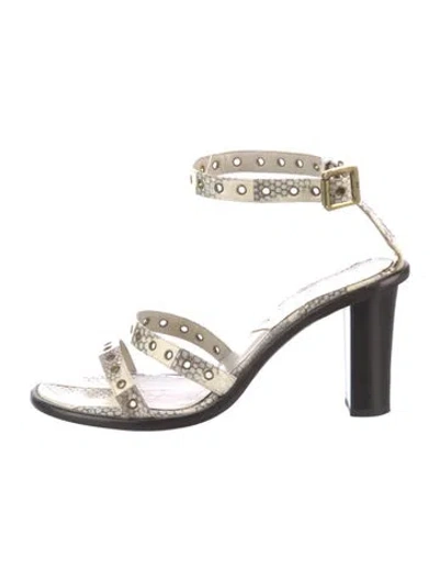 Pre-owned Dior Leather Animal Print Sandals In Black