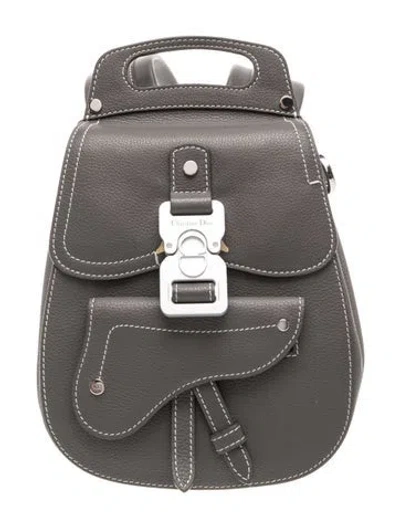 Pre-owned Dior Leather Backpack In Gray