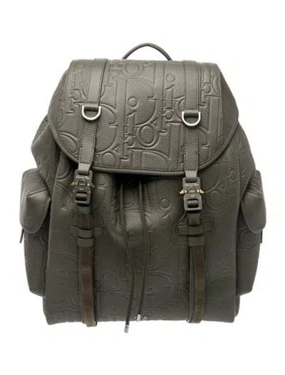 Pre-owned Dior Leather Backpack In Green
