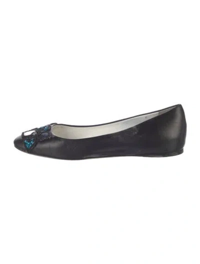 Pre-owned Dior Leather Ballet Flats In Black