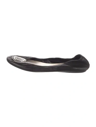 Pre-owned Dior Leather Ballet Flats In Black