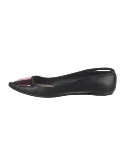 Pre-owned Dior Leather Ballet Flats In Black