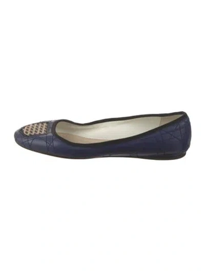 Pre-owned Dior Leather Ballet Flats In Blue