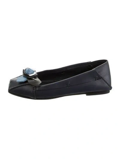Pre-owned Dior Leather Ballet Flats In Blue