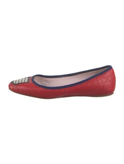 Pre-owned Dior Leather Ballet Flats In Red