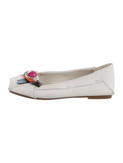 Pre-owned Dior Leather Ballet Flats In White