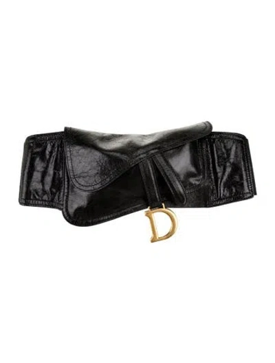 Pre-owned Dior Leather Belt Bag In Black