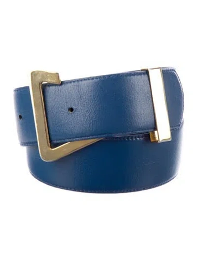 Pre-owned Dior Leather Belt In Blue