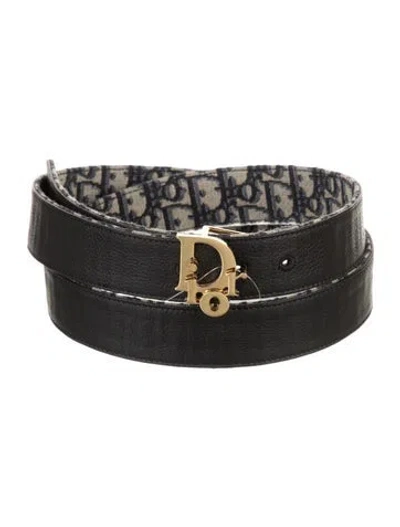 Pre-owned Dior Leather Belt In Blue