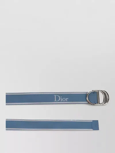 Dior Leather Belt Contrast Stitching Signature Detail In Blue
