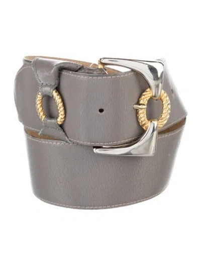 Pre-owned Dior Leather Belt In Gray