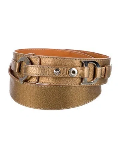 Pre-owned Dior Leather Belt Kit In Brown