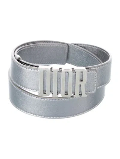 Pre-owned Dior Leather Belt In Silver