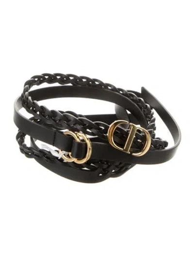 Pre-owned Dior Leather Belt W/ Tags In Black