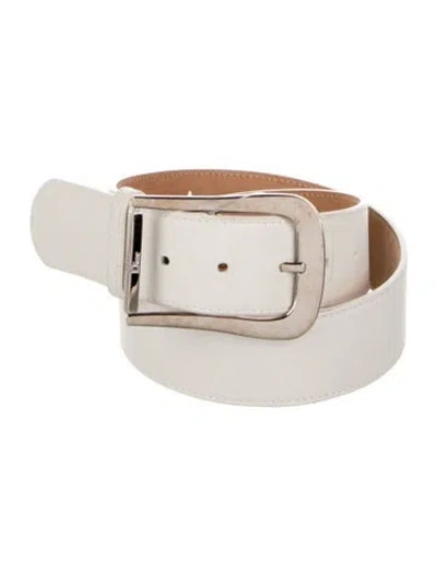 Pre-owned Dior Leather Belt In White