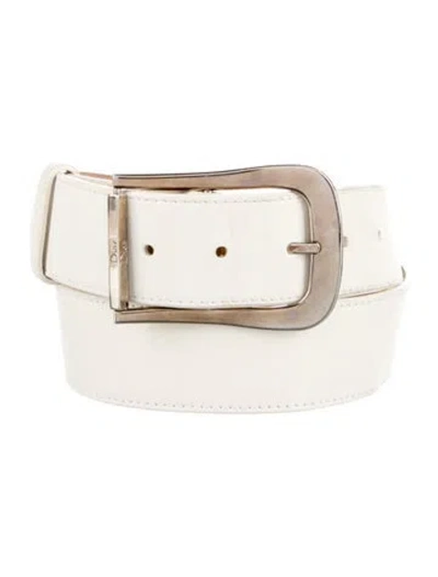 Pre-owned Dior Leather Belt In White