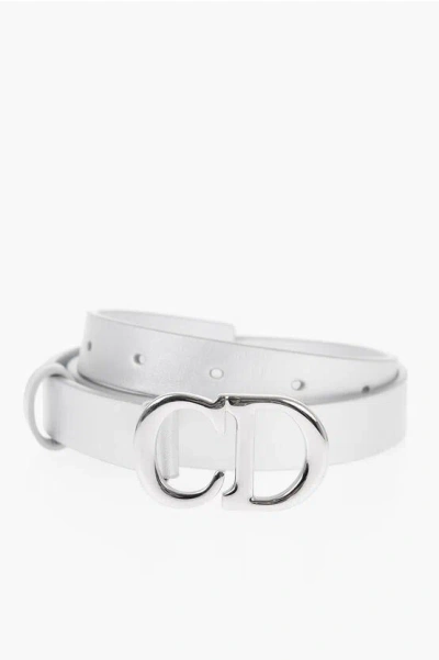 Dior Leather Belt With Cd Logo In White
