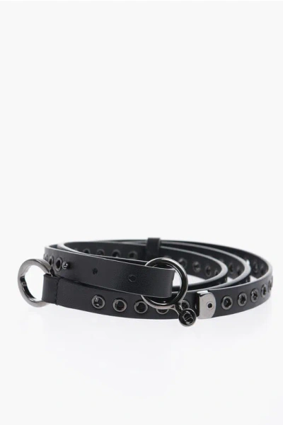 Dior Leather Belt With Eyelets 15mm In Black