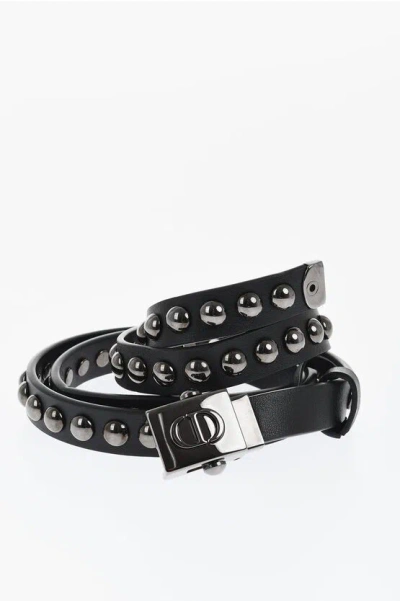 Dior Leather Belt With Studs 20mm In Black