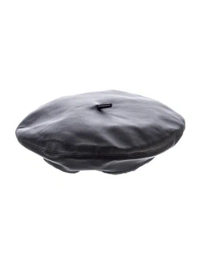 Pre-owned Dior Leather Beret In Black