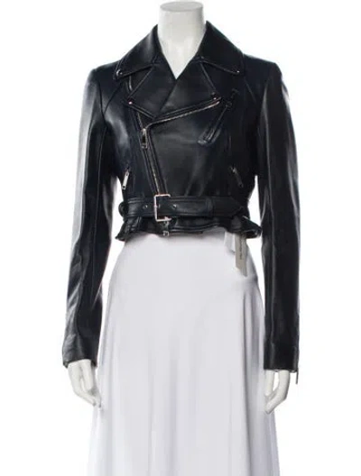 Pre-owned Dior Leather Biker Jacket In Black