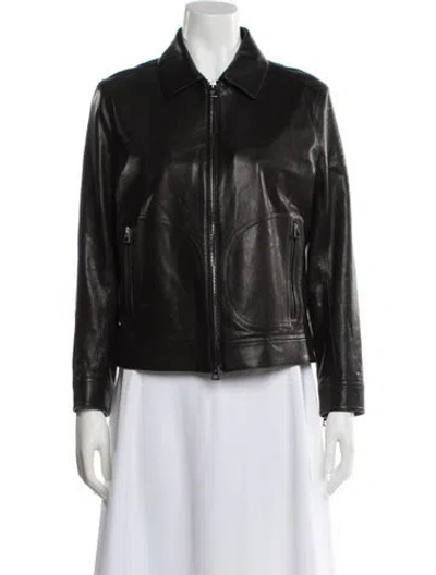 Pre-owned Dior Leather Biker Jacket In Black