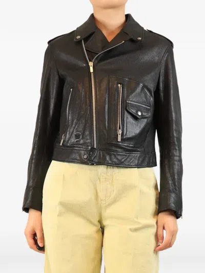 Pre-owned Dior Leather Biker Jacket In Black