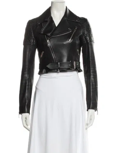 Pre-owned Dior Leather Biker Jacket In Blue