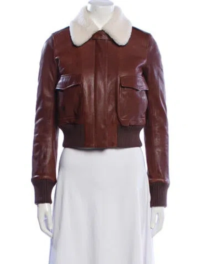 Pre-owned Dior Leather Biker Jacket In Brown