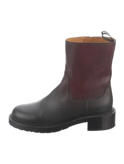 Pre-owned Dior Leather Boots In Burgundy
