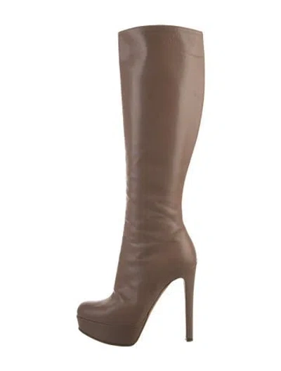 Pre-owned Dior Leather Boots In Neutral