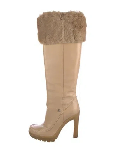 Pre-owned Dior Leather Boots In Neutral