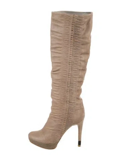 Pre-owned Dior Leather Boots In Neutral