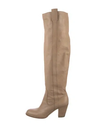 Pre-owned Dior Leather Boots In Neutrals