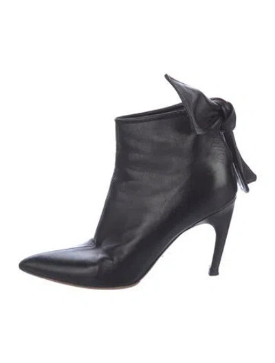 Pre-owned Dior Leather Bow Accents Boots In Black