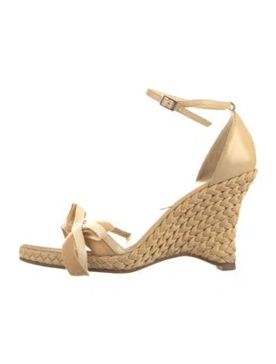 Pre-owned Dior Leather Bow Accents Espadrilles In Brown