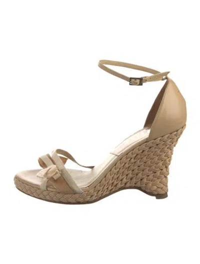 Pre-owned Dior Leather Bow Accents Espadrilles In Neutral