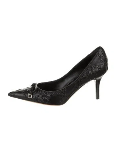 Pre-owned Dior Leather Bow Accents Pumps In Black