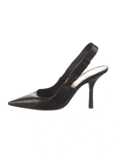 Pre-owned Dior Leather Bow Accents Slingback Pumps In Black