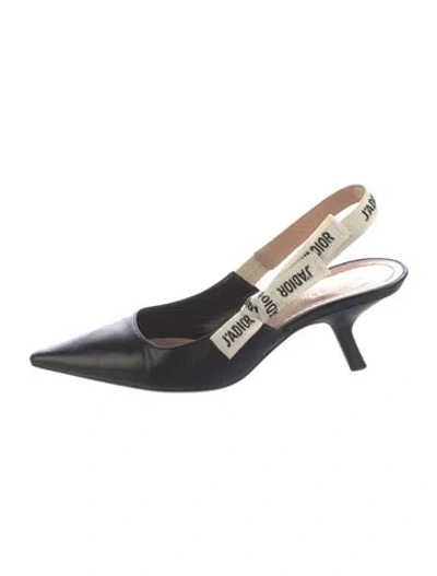 Pre-owned Dior Leather Bow Accents Slingback Pumps In Black