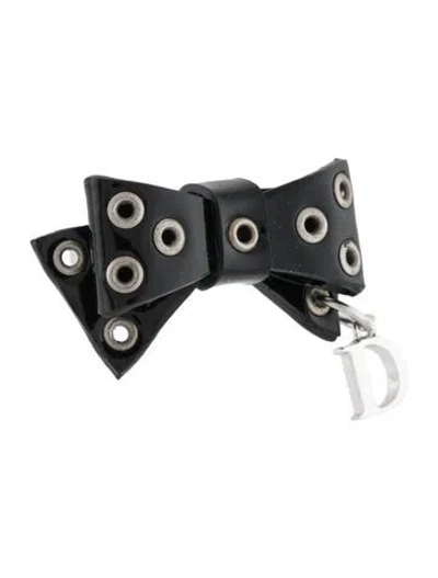 Pre-owned Dior Leather Bow Ring In Black