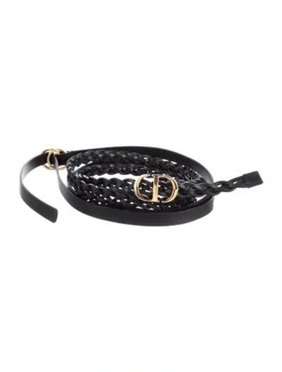 Pre-owned Dior Leather Braided Accents Belt In Black