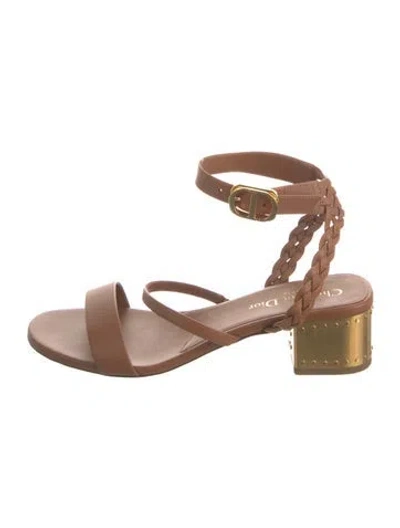 Pre-owned Dior Leather Braided Accents Gladiator Sandals In Brown