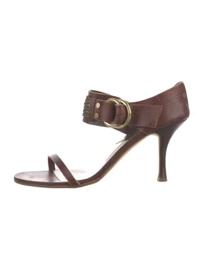 Pre-owned Dior Leather Braided Accents Sandals In Brown