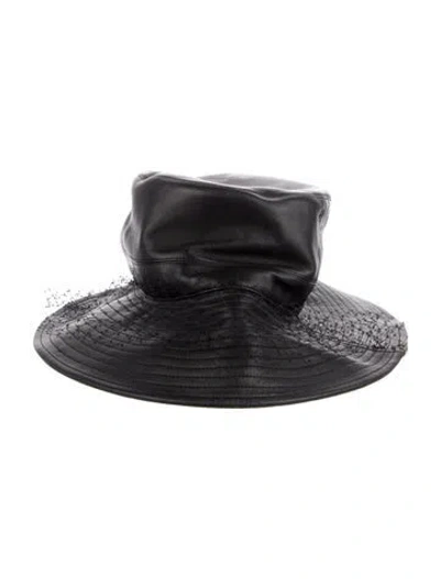 Pre-owned Dior Leather Bucket Hat. In Black