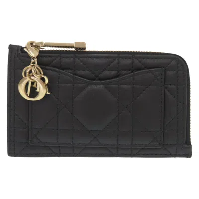 Pre-owned Dior Leather Card Case () In Black