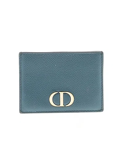 Pre-owned Dior Leather Card Holder In Blue